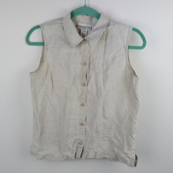 Jones New York Tops - Jones New York 100% Linen Sleeveless Button Up Top sz 10P
